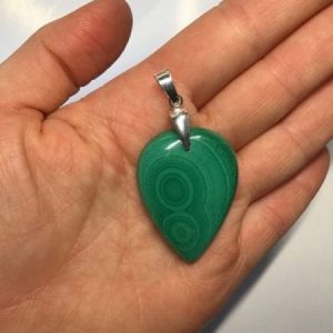 Pendentif malachite naturelle et argent 925