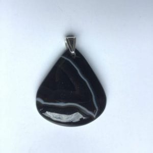 Pendentif agate noire bande