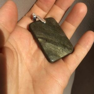 Grand rectangle obsidienne dorée