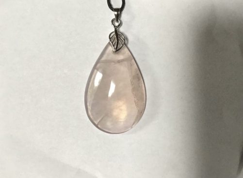 Pendentif quartz rose forme grande goutte
