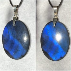 Grand pendentif labradorite bleu oval
