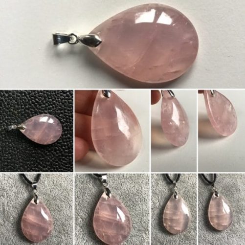 Quartz rose pendentif goutte