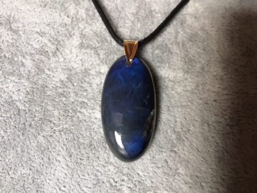 Pendentif labradorite bleu océan