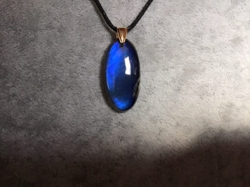 Pendentif labradorite bleu océan