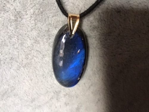 Pendentif labradorite bleu océan