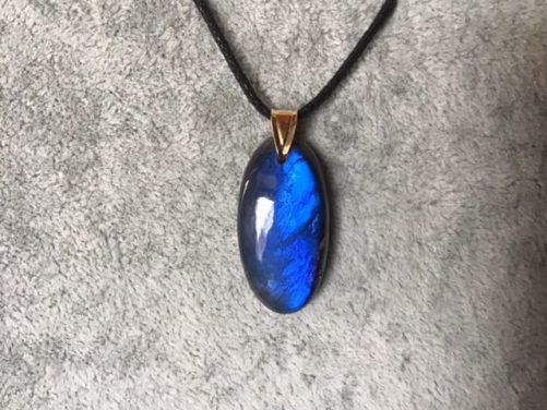 Pendentif labradorite bleu océan