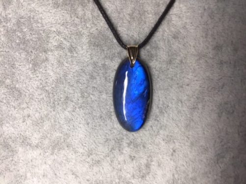 Pendentif labradorite bleu océan