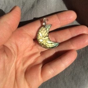 Pendentif labradorite lune or