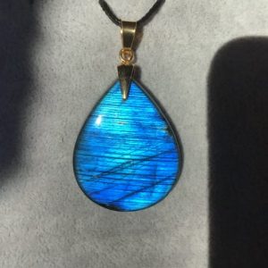 Pendentif labradorite goutte bleu austral