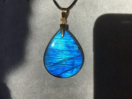 Pendentif labradorite goutte bleu austral