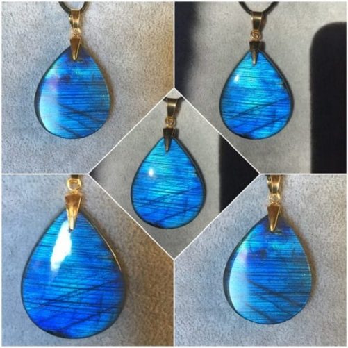 Pendentif labradorite bleu austral