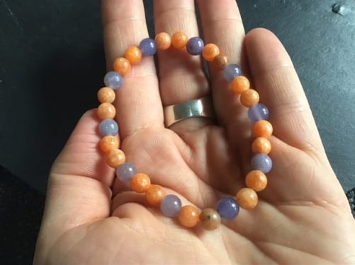 Bahamas bracelet calcite orange et lépidolite
