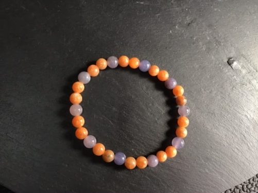 Bracelet calcite orange et lépidolite