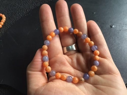 Bahamas bracelet calcite orange et lépidolite