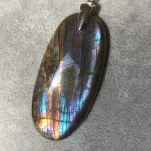 Pendentif labradorite orange feu