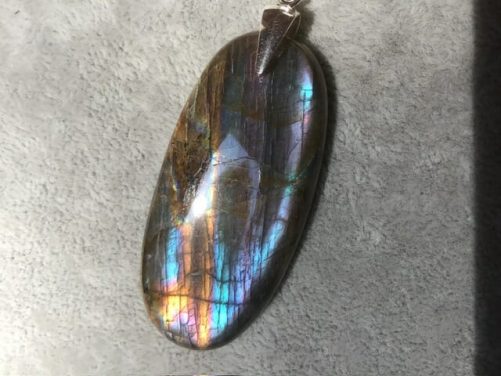 Pendentif labradorite orange feu