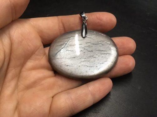 Pendentif pierre de lune grise
