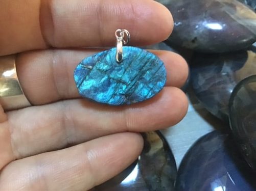 Pendentif labradorite oval turquoise