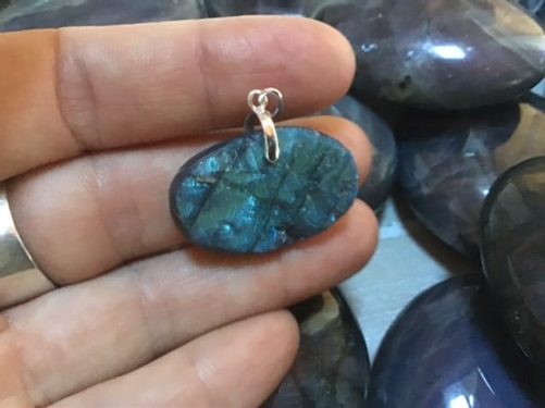 Pendentif labradorite oval turquoise