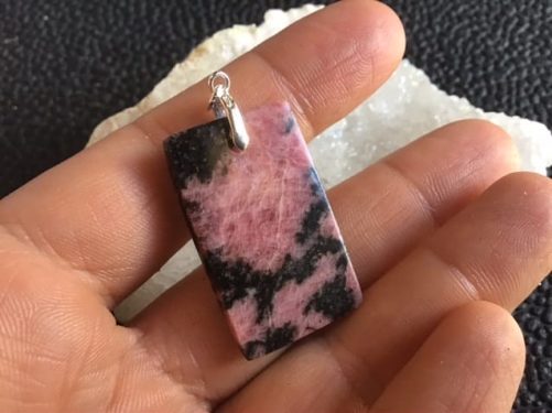Pendentif rhodonite rectangle