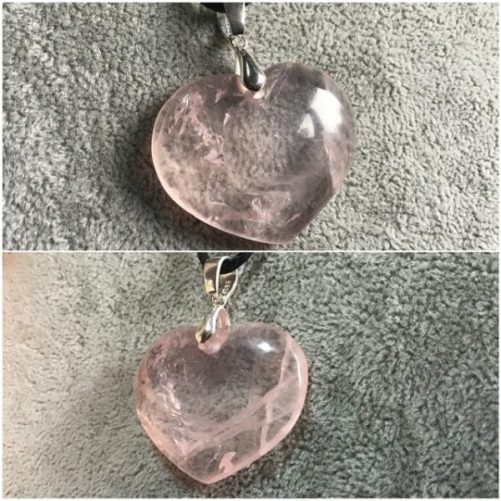 Pendentif quartz rose coeur gros modèle