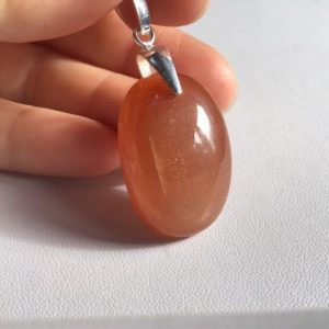 Pendentif extra pierre de lune abricot