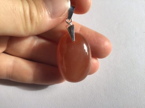 Pendentif extra pierre de lune abricot