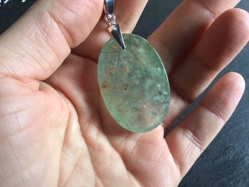 Pendentif préhnite gros oval
