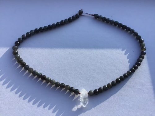 Collier labradorite et cristal de roche