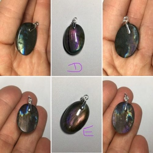 Petits pendentifs labra orange et violette