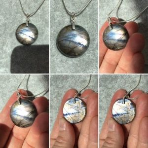 Pendentif rond labradorite silver lavande