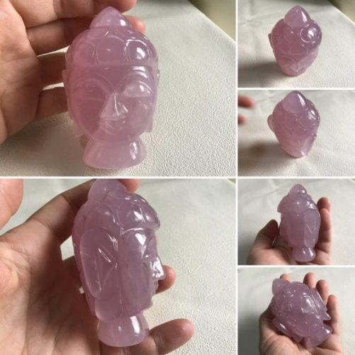 Tete Bouddha quartz rose