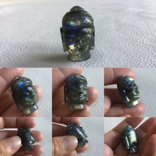 Statuette Bouddha labra or bleu