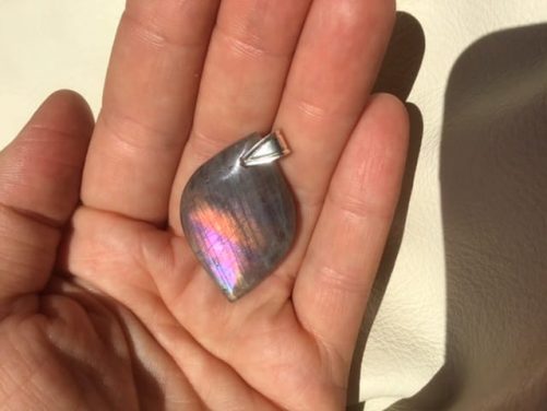 Pendentif labradorite orange et rose