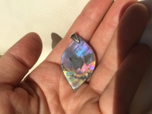 Pendentif labradorite orange et rose