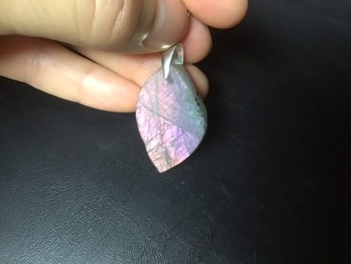 Pendentif labradorite rose orange brute