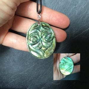 Pendentif labradorite couleur vert jaune