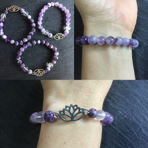 Bracelet perles amethyste chevron