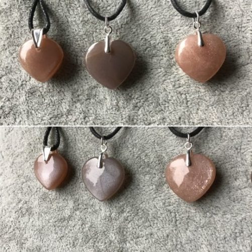 Pendentifs coeurs pierres naturelles
