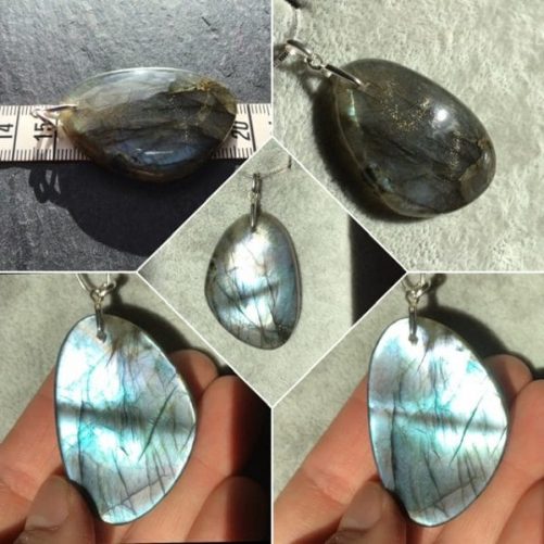 Superbe labradorite silver verte bleue