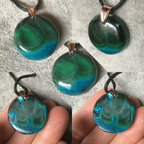 Pendentifs chrysocolle malachite