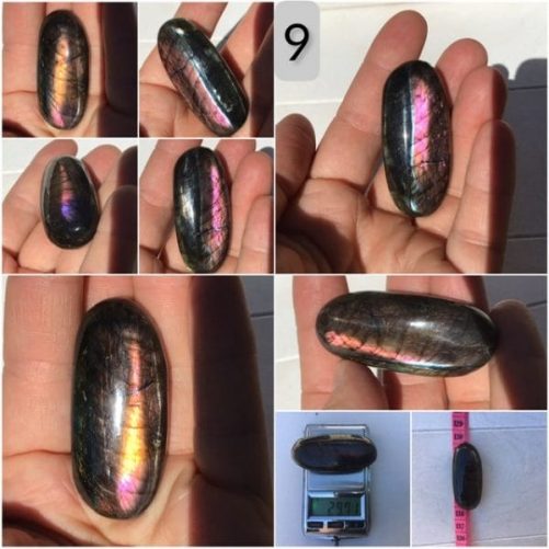Galet de poche en labradorite rose