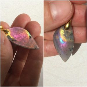 Pendentif labradorite rose flashy
