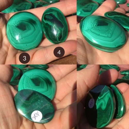 Galets malachite face plane
