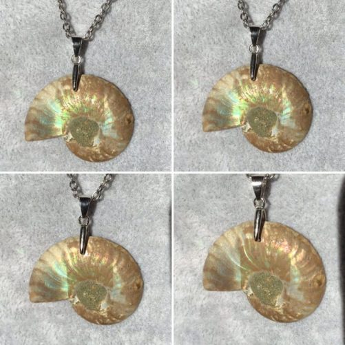 Ammonite irisée de Madagascar en pendentif