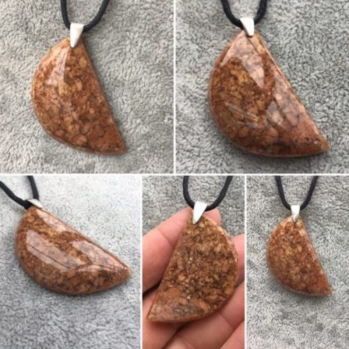 Pendentif agate mousse rose