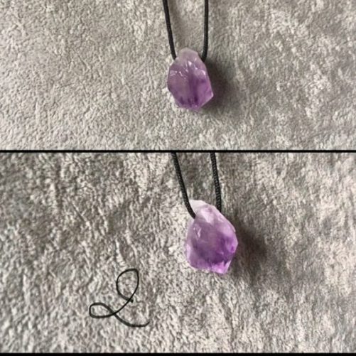 Pendentif Pointe d’ amethyste sur cordon