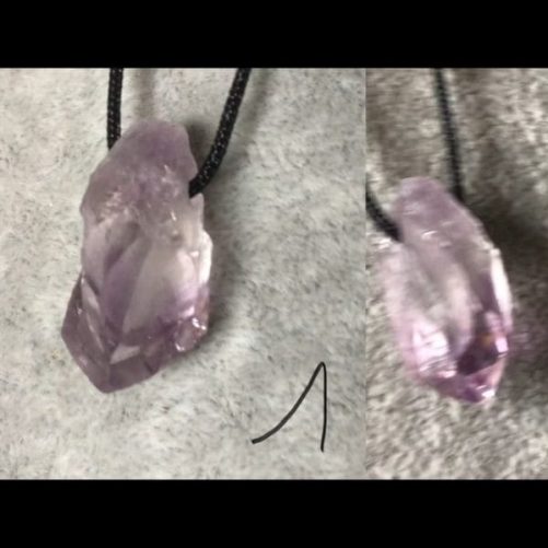 Pendentif Pointe d’ amethyste sur cordon