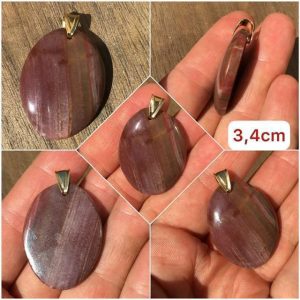 Pendentif bois fossilisé oval