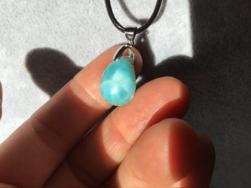 Pendentif larimar petite goutte